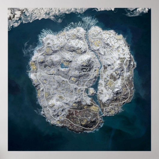 Poster ANCIENNE carte de neige Vikendi PUBG 8192x8192 (Devant)