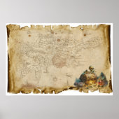 Poster Ancienne carte des trésors de pirates (Devant)