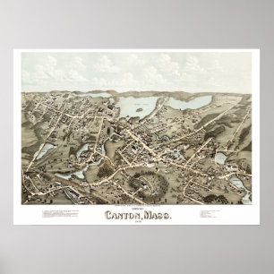 Poster Ancienne carte du Canton, Massachusetts en 1878