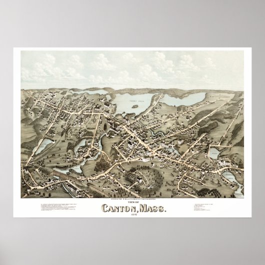 Poster Ancienne carte du Canton, Massachusetts en 1878 (Devant)