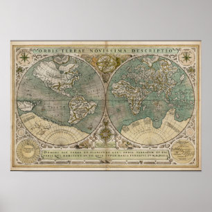 Poster Ancienne carte du monde 1700