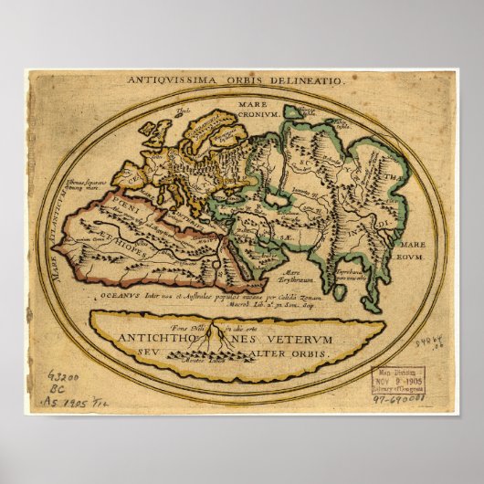 Poster Ancienne Carte du Monde - date inconnue (Devant)