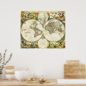 Poster Ancienne carte du monde par Nicolaes Visscher (Cuisine)