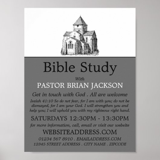 Poster Ancienne Église Sketted, Christian Bible Class Adv (Devant)