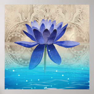 Poster Ancienne Egypte Styled Magic Blue Lotus Flower