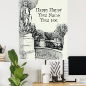 Poster Ancienne fontaine dans le parc avec sculpture de g (Bureau à domicile)