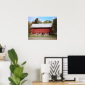 Poster Ancienne grange rouge avec cheval Couleur 16x20 (Bureau à domicile)