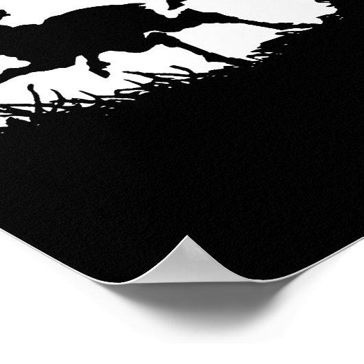 Poster Ancienne gravure allemande du cerf en fuite en for (Coin)