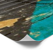 Poster Ancienne guitare acoustique avec drapeau des Baham (Coin)