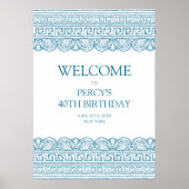 Poster Ancienne histoire coutume fête d'anniversaire bleu (Devant)