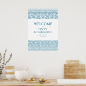 Poster Ancienne histoire coutume fête d'anniversaire bleu (Cuisine)