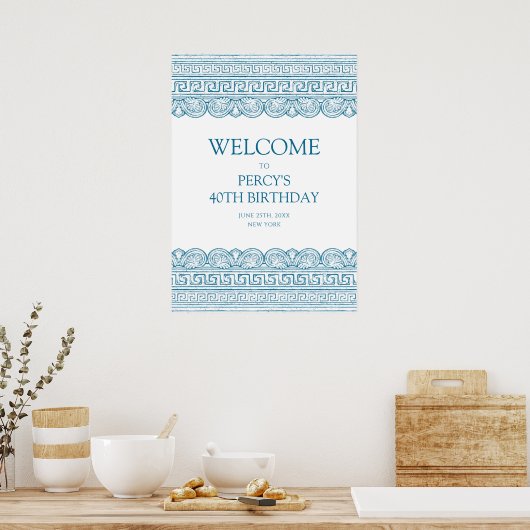 Poster Ancienne histoire coutume fête d'anniversaire bleu (Cuisine)