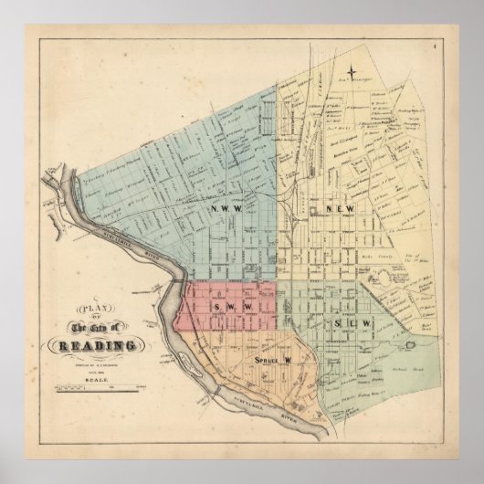 Poster Ancienne lecture Carte PA (1877) (Devant)