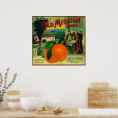 Poster Ancienne mission Orange LabelFullerton, CA (Cuisine)
