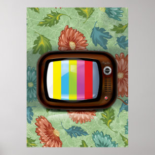 Poster Ancienne télévision CRT vintage