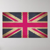 Poster Ancienne Union Jack en rose Poster/Imprimer (Devant)