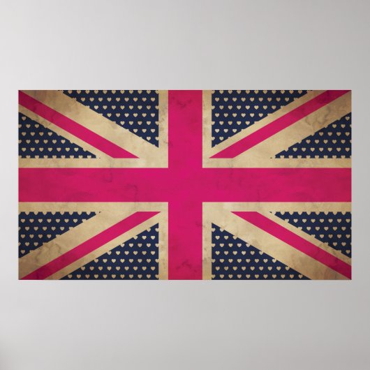Poster Ancienne Union Jack en rose Poster/Imprimer (Devant)