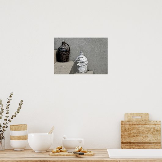 POSTER ANCIENNES BOUTEILLES EN OSIER (Cuisine)