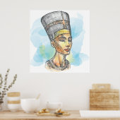 Poster Ancient Egyptian Queen Nefertiti Bust Sketch (Cuisine)