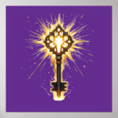 Poster Ancient Fantasy Key with Magical Light – Radiant E (Devant)