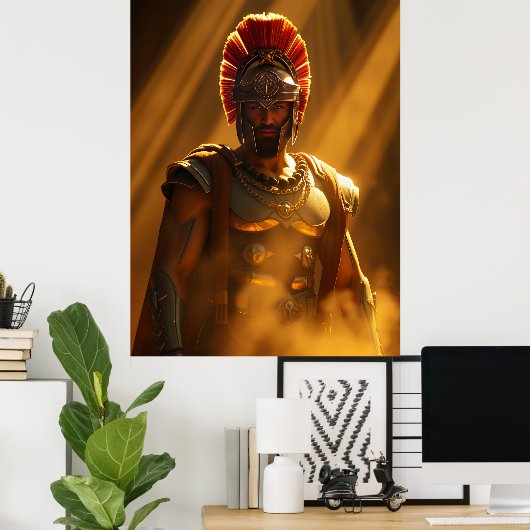 Poster Ancient Spartan Warrior in Golden Sunlight (Bureau à domicile)