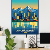 Poster Ancrage Alaska skyline avec montagnes et eau (Bureau à domicile)