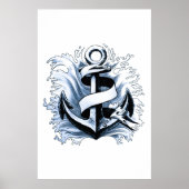 Poster Ancre bleue marine (Devant)