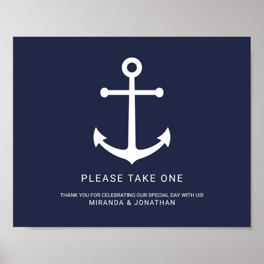 Poster Ancre Bleue Marine Nautique Symbole de mariage Fav (Devant)