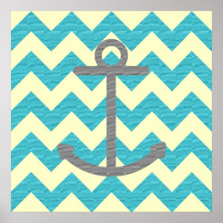 Poster Ancre Blue Chevron