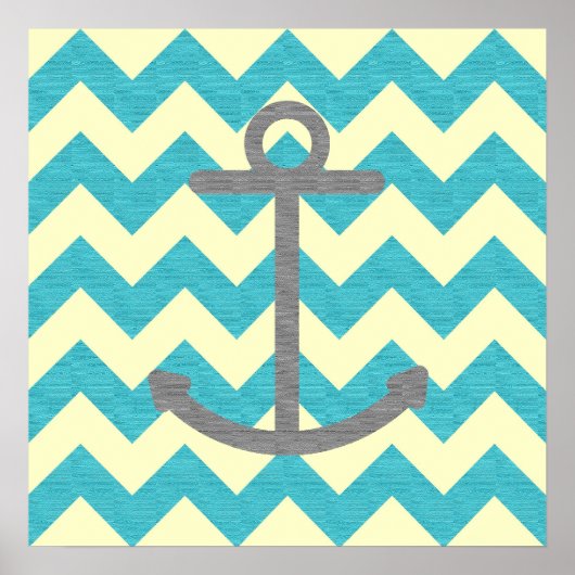 Poster Ancre Blue Chevron (Devant)
