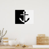 Poster Ancre De Fractionnement Noir Et Blanc (Cuisine)