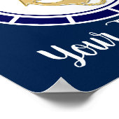 Poster Ancre dorée centrale Marine Bleu Nautique (Coin)
