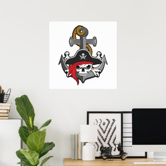 Poster Ancre du crâne pirate (Bureau à domicile)