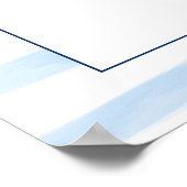 Poster Ancre Florale Bleu Stripes Plage Mariage Bienvenue (Coin)