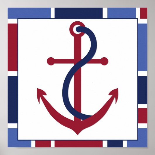 Poster Ancre Nautical Wave Nursery (Devant)