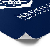 Poster Ancre nautique Badge bleu et blanc (Coin)
