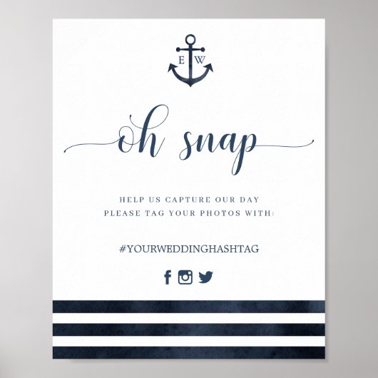 Poster Ancre nautique Mariage Oh Snap Sign (Devant)