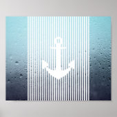 Poster ancre nautique monogramme de brume d'eau (Devant)