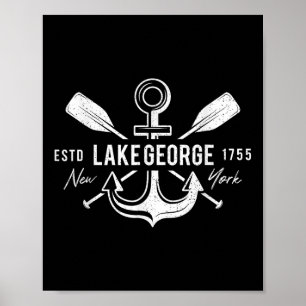 Poster Ancre nautique vintage croix rames Lake George neu