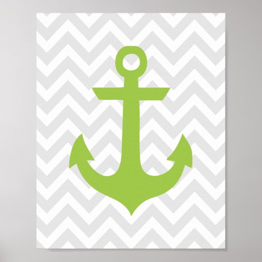 Poster Ancre verte Nautique (Devant)