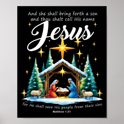 Poster And Thou Shalt Call His Name Jesus Nativity Christ (Devant)