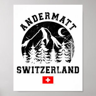 Poster Andermatt Suisse Station de ski Alpes Ski Alpin