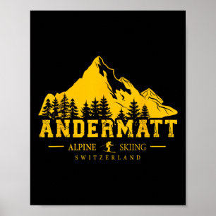Poster Andermatt Suisse Station de ski alpin Ski Swi