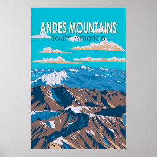 Poster Andes Mounts Amérique du Sud Voyage Art Vintage