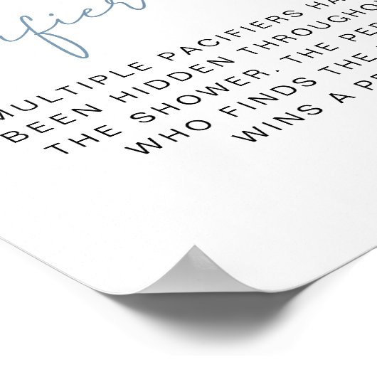 Poster ANDI Dusty Blue Pacifier jeu de Baby shower de cha (Coin)