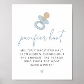 Poster ANDI Dusty Blue Pacifier jeu de Baby shower de cha (Devant)