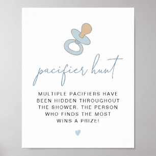 Poster ANDI Dusty Blue Pacifier jeu de Baby shower de cha