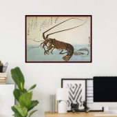 Poster Ando Hiroshige Feuille Homard et crevettes (Bureau à domicile)