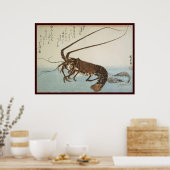 Poster Ando Hiroshige Feuille Homard et crevettes (Cuisine)