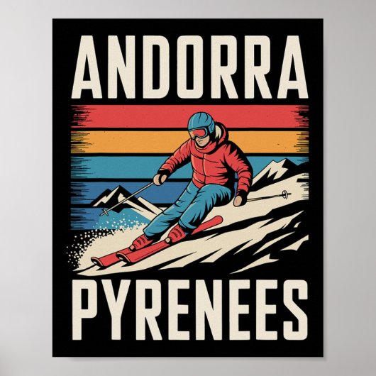 Poster Andorre Pyrénées Station de ski (Devant)